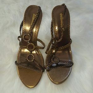 Charlotte Bronze Brown gold Strappy heels size 8